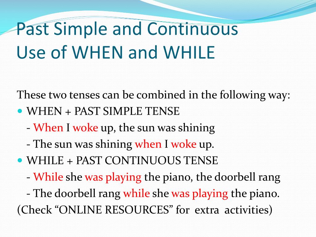 During предложение. Past Continuous when правило. Паст континиус while. When while past Continuous и past simple. Паст континиус с when.