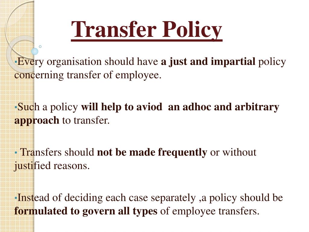 transfer policy objectives