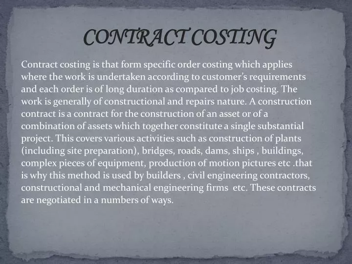 contract costing n.