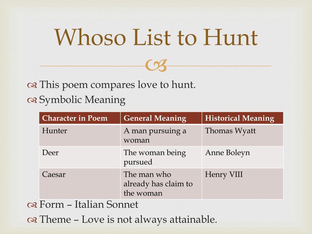 Whoso list to hunt meaning