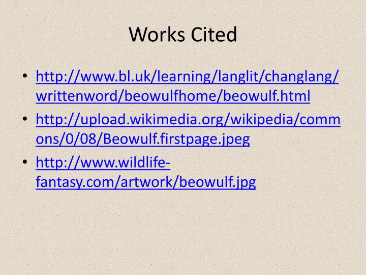 works cited for beowulf mla
