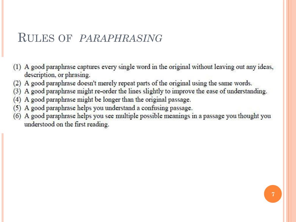rules of paraphrasing essay
