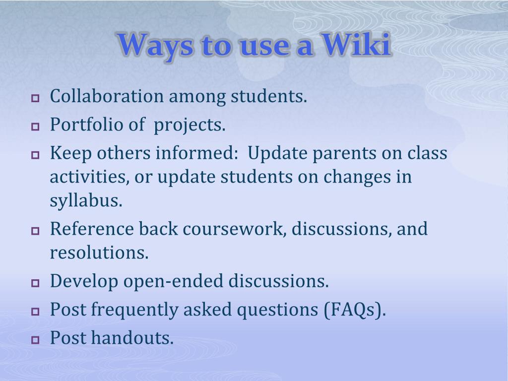 Using A Wiki PPT - Ride the Revision Wave: Embracing Writing Skills Through Wikis ...