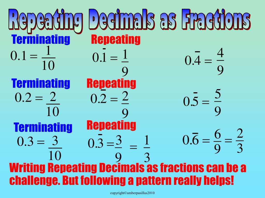 PPT - CONVERTING REPEATING DECIMALS TO FRACTIONS Take out a