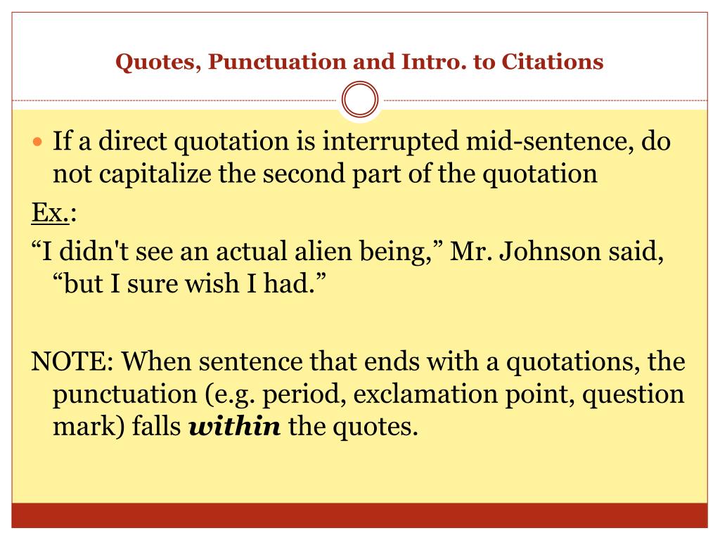 PPT The Comma Quotes, Punctuation, and Intro. To Citations PowerPoint