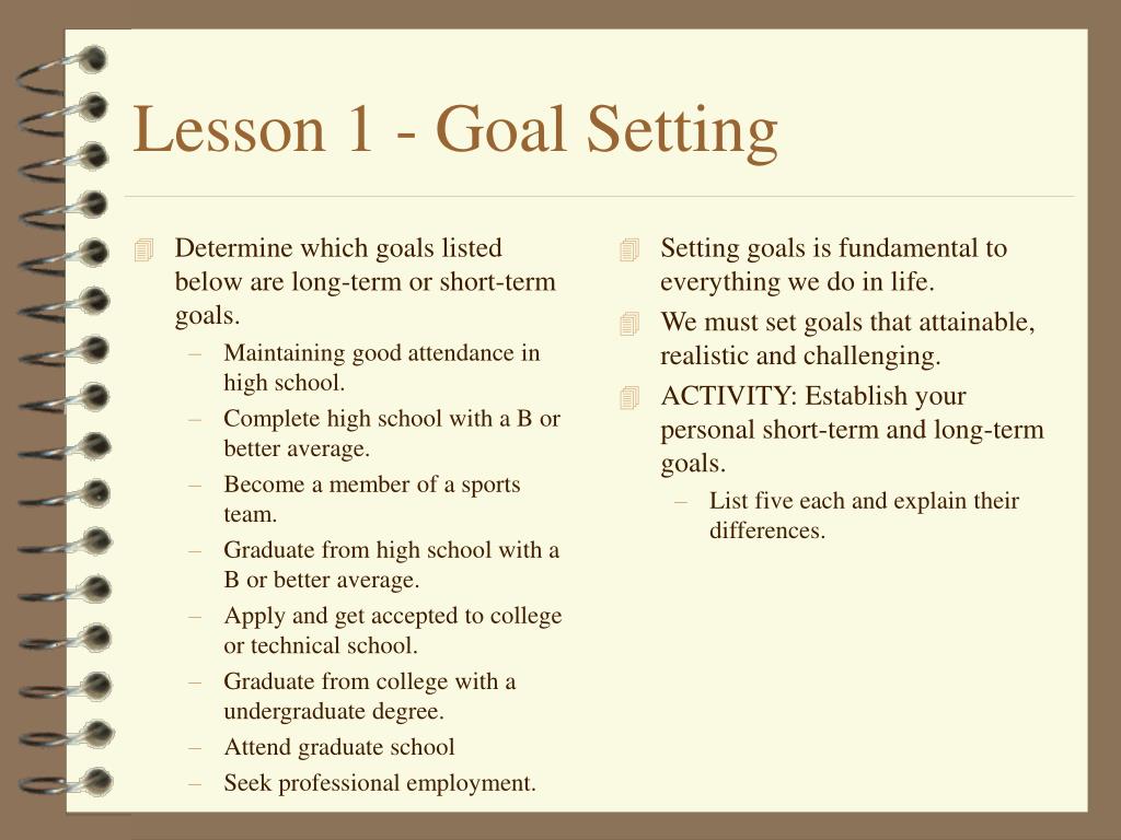 PPT - Lesson 1 - Goal Setting PowerPoint Presentation, free download -  ID:3071209