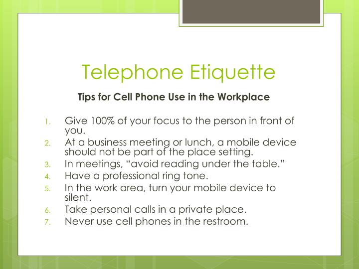 PPT Professionalism, Telephone and Email Etiquette PowerPoint