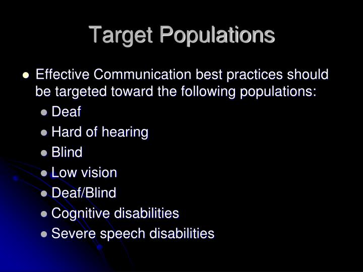 target populations presentation target populations presentation