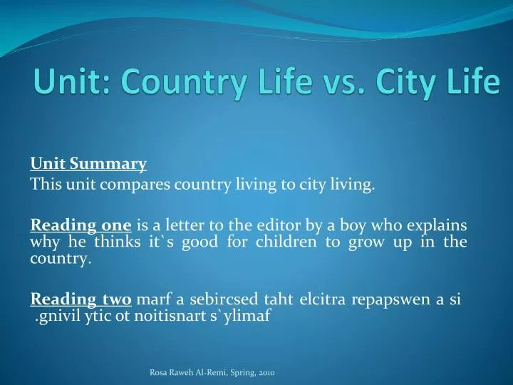 city life vs country life essay