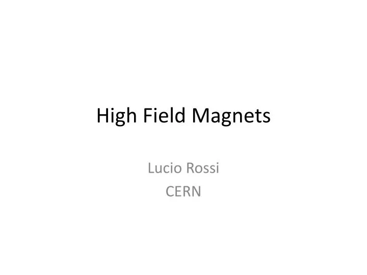 high field magnets n.