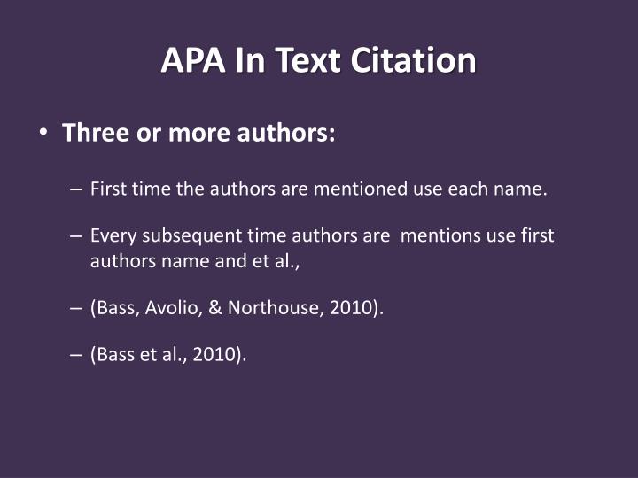 apa citation 3 or more authors in text