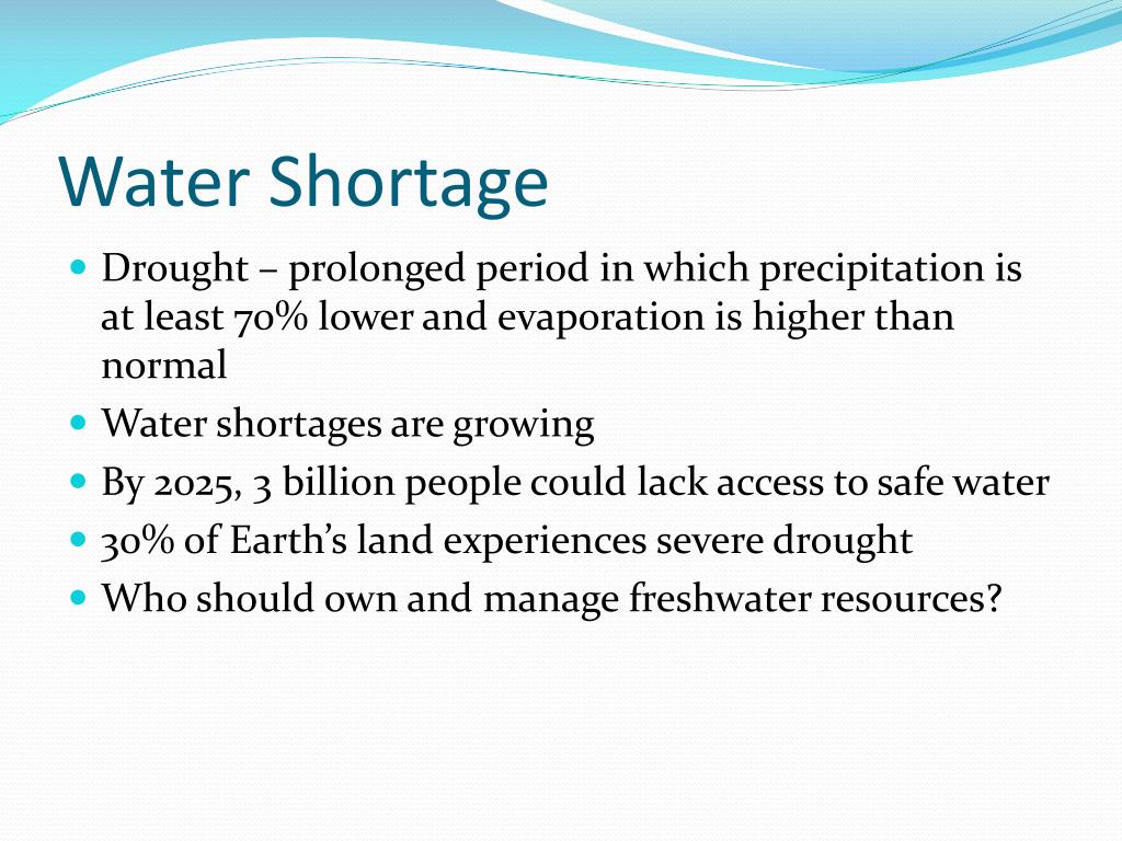 hypothesis on water shortage