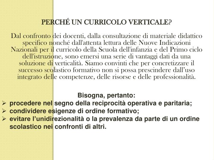 PPT - IL CURRICOLO VERTICALE DI ITALIANO E MATEMATICA PowerPoint