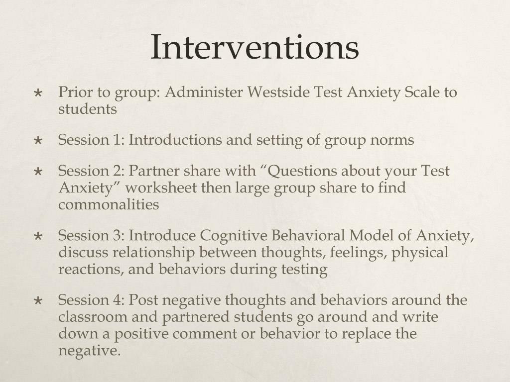 PPT Treatment of Test Anxiety in 11 th & 12 th Graders enrolled in