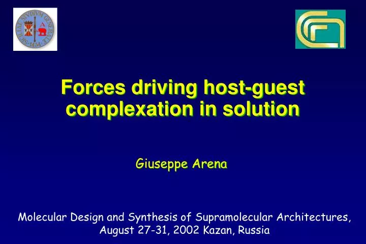 forces driving host guest complexation in solution n.