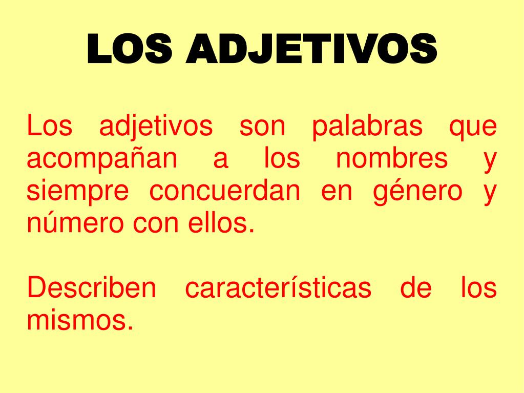 Ppt Los Adjetivos Powerpoint Presentation Id3084277