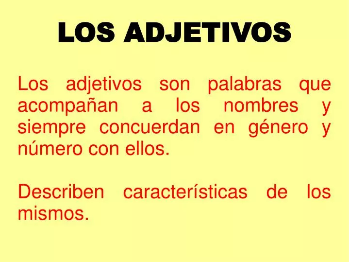 PPT - LOS ADJETIVOS PowerPoint Presentation, free download - ID:3084277