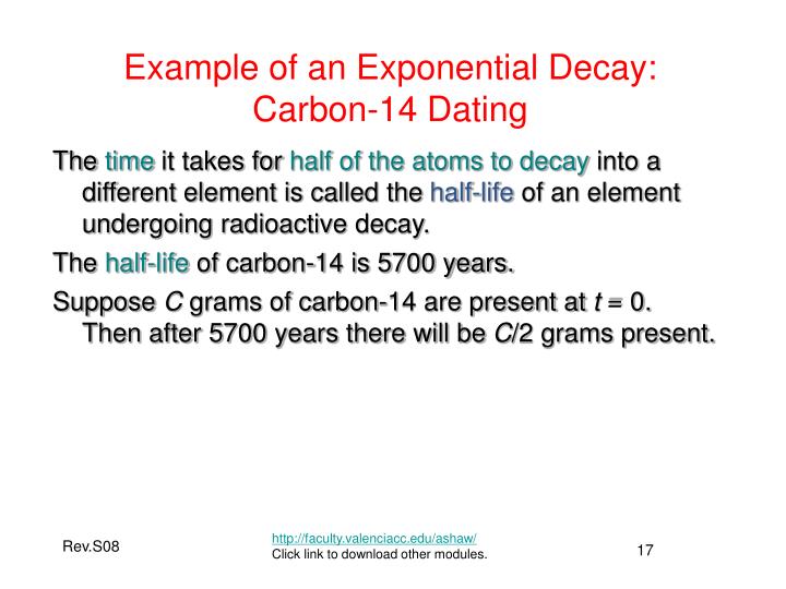 carbon dating exponential decay