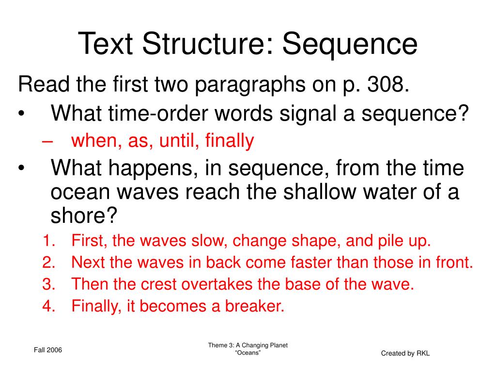 What Is Sequence In Text Structure