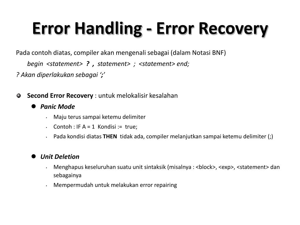 Error handling. Error Handler.