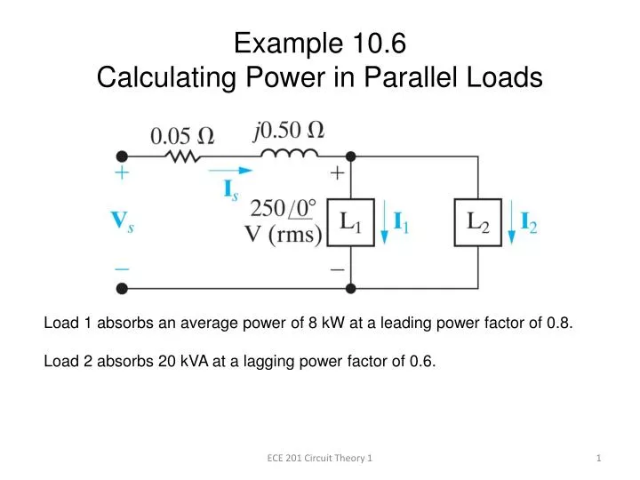 PPT Example 10.6 Calculating Power in Parallel Loads PowerPoint