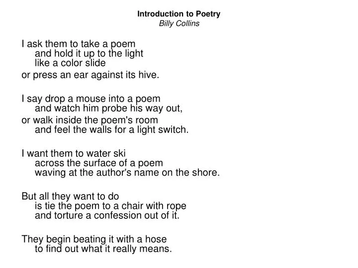introduction to poetry billy collins alliteration introduction to poetry analysis and interpretation pdf