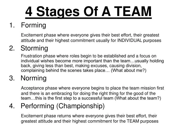 PPT - 4 Stages Of A TEAM PowerPoint Presentation, free download - ID ...