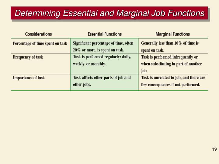What are marginal job functions