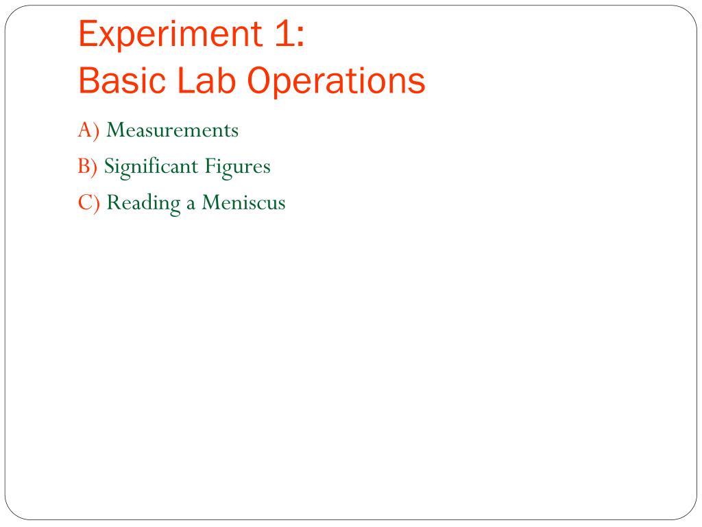 experiment 1 basic laboratory operations