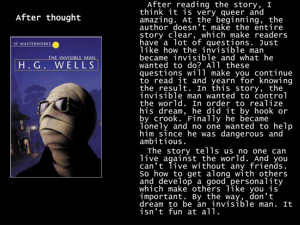 Mrs. Hall Invisible Man PPT - The Invisible Man: The main actor. His name is Griffin. Mr. and ...