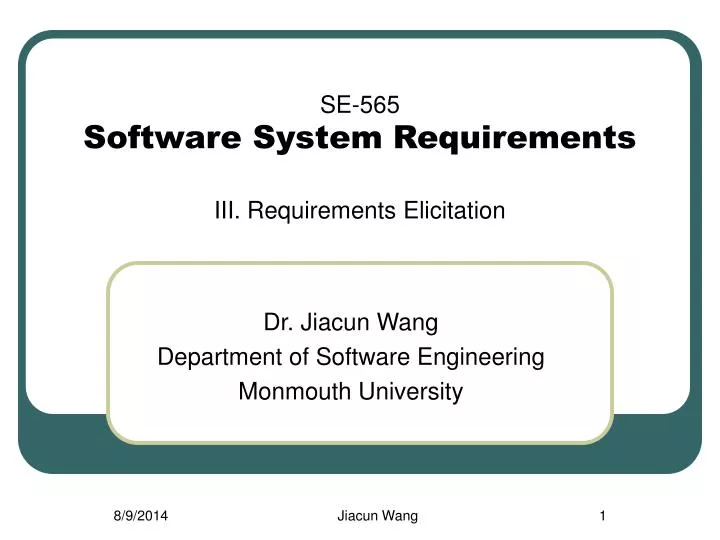 PPT SE 565 Software System Requirements III. Requirements