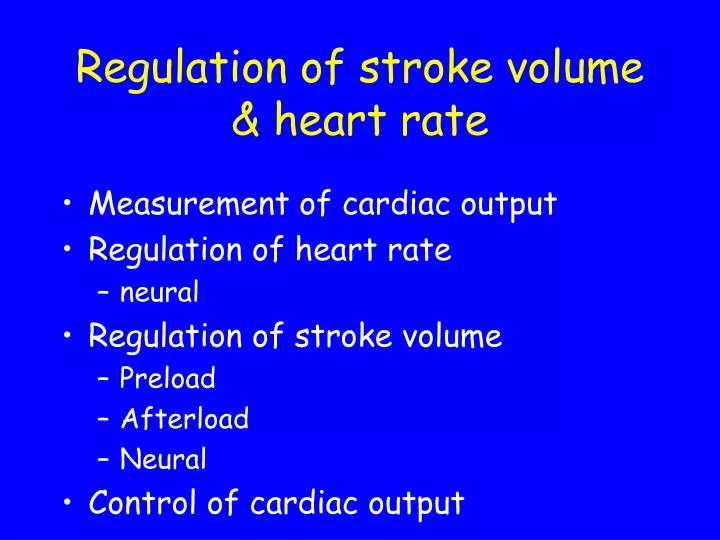 Stroke Volume And Heart Rate