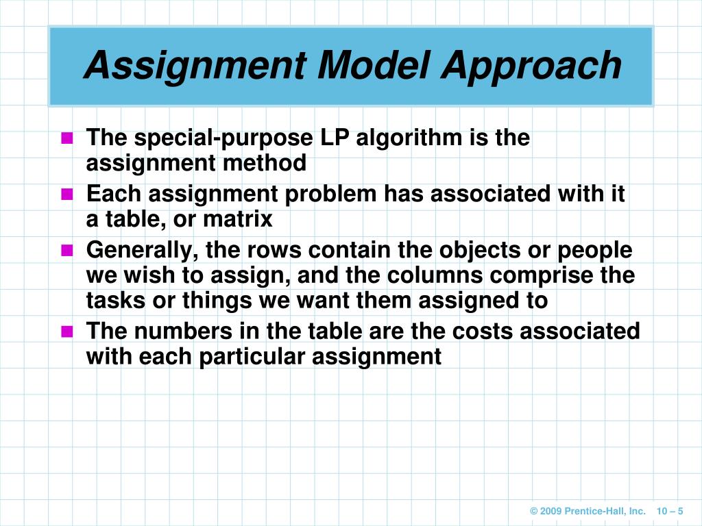 assignment model is a special case of