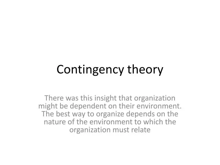 PPT Contingency theory PowerPoint Presentation, free download ID