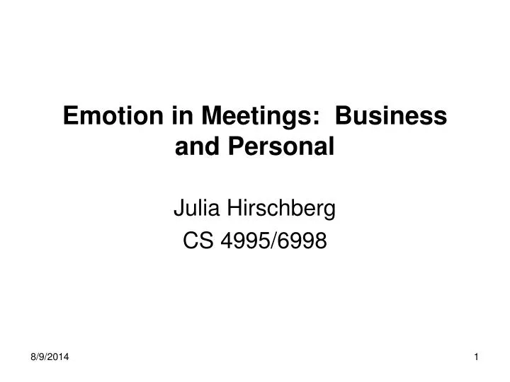 emotion in meetings business and personal n.