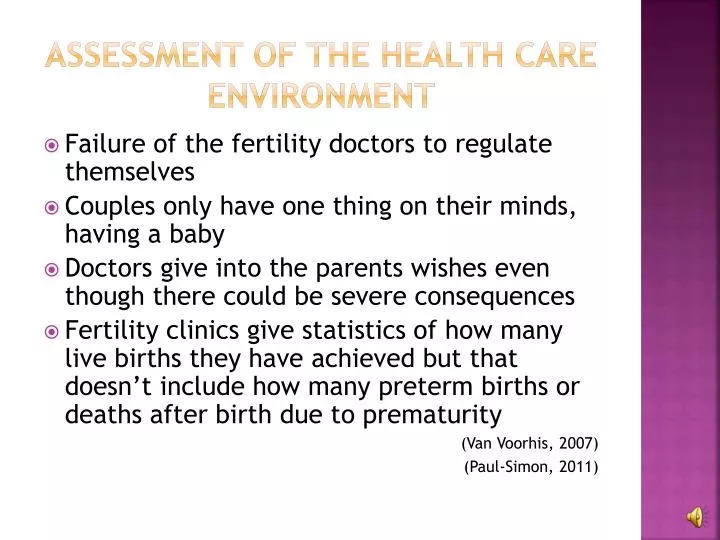 assessment of the health care environment n.