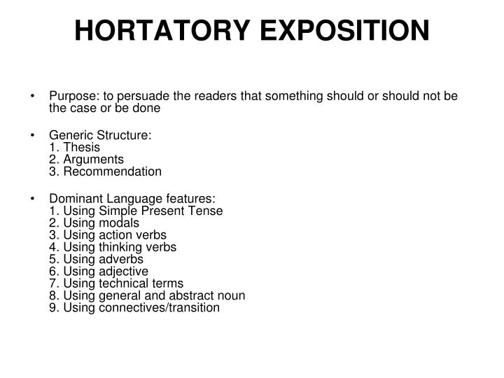 example of hortatory exposition text and generic structure