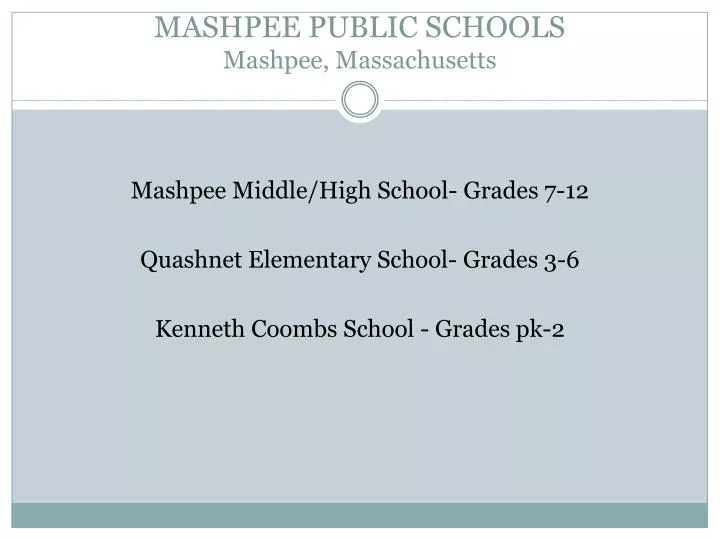 PPT MASHPEE PUBLIC SCHOOLS Mashpee Massachusetts PowerPoint