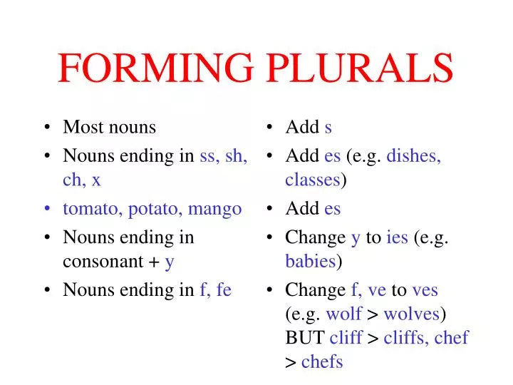 PPT FORMING PLURALS PowerPoint Presentation Free Download ID 3102768