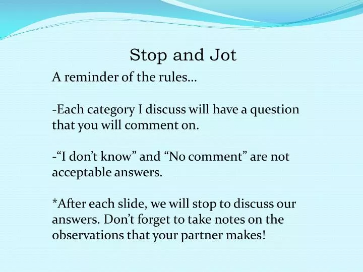 PPT Stop and Jot PowerPoint Presentation, free download ID3103307