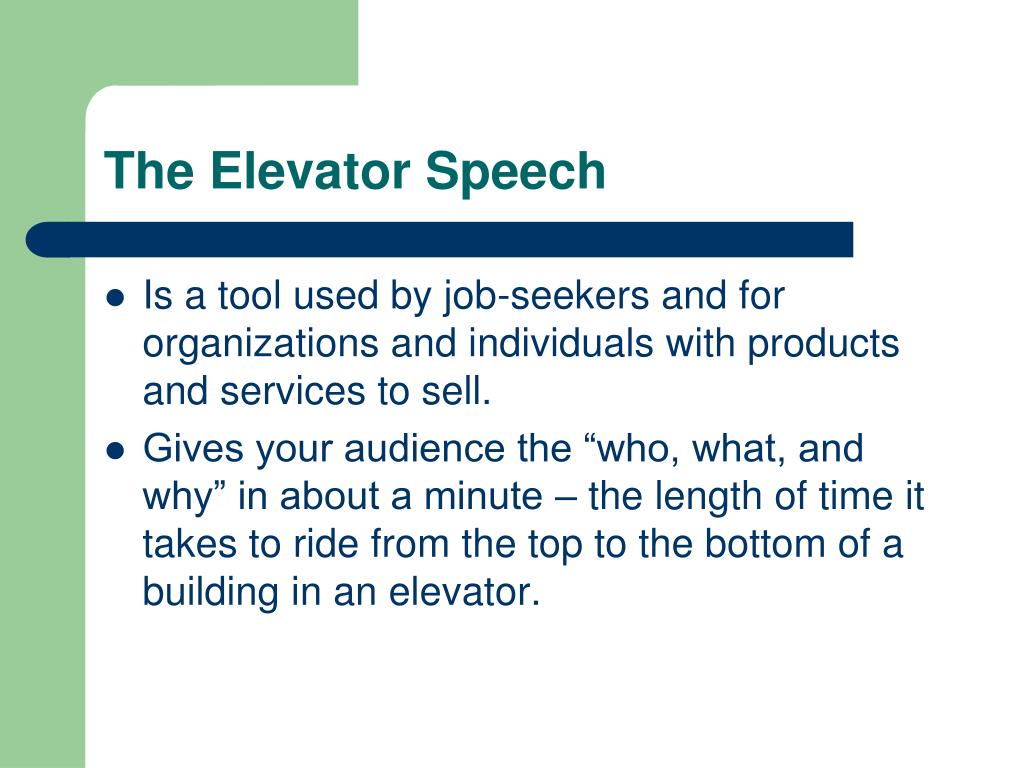 elevator speech definition in english
