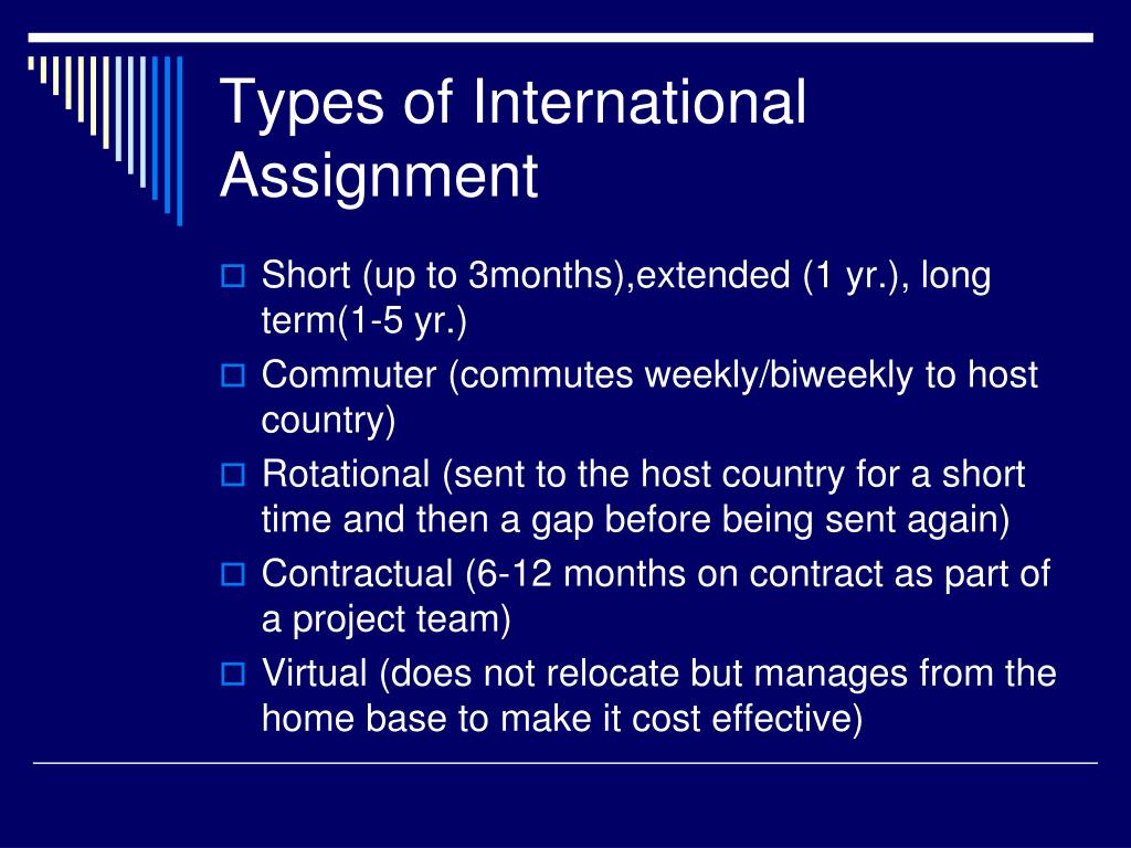 what is international assignment mean