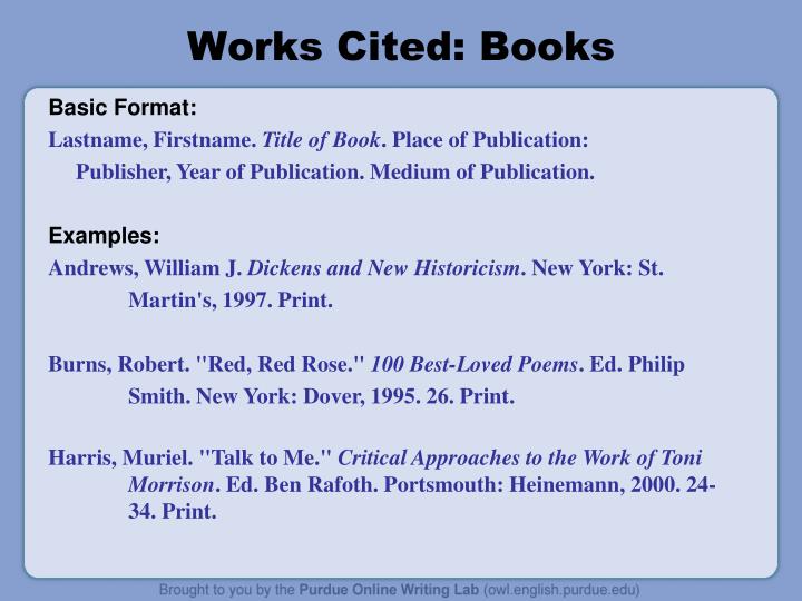 ppt direct quotes and paraphrasing powerpoint presentation id works cited for a book