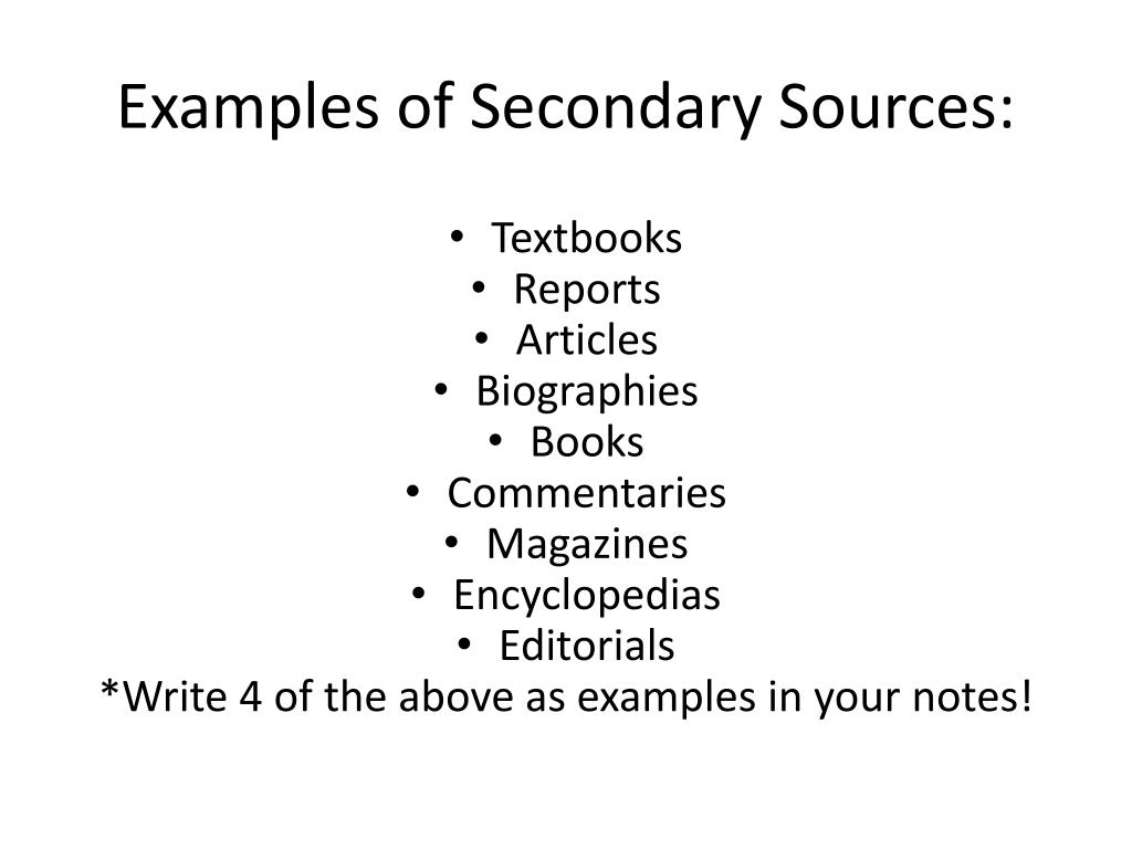 secondary source for a research paper