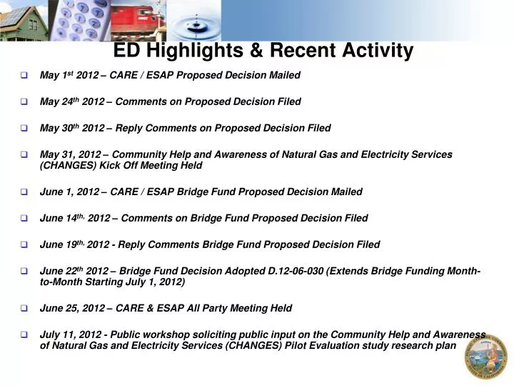 ed highlights recent activity n.