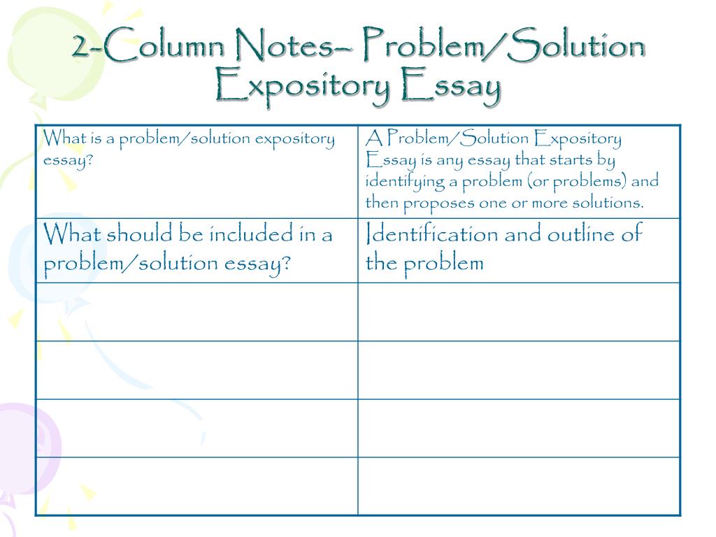 problem and solution expository essay