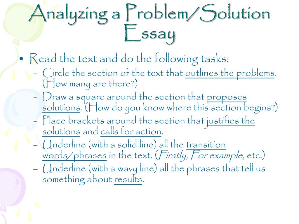 characteristics of problem solution essay