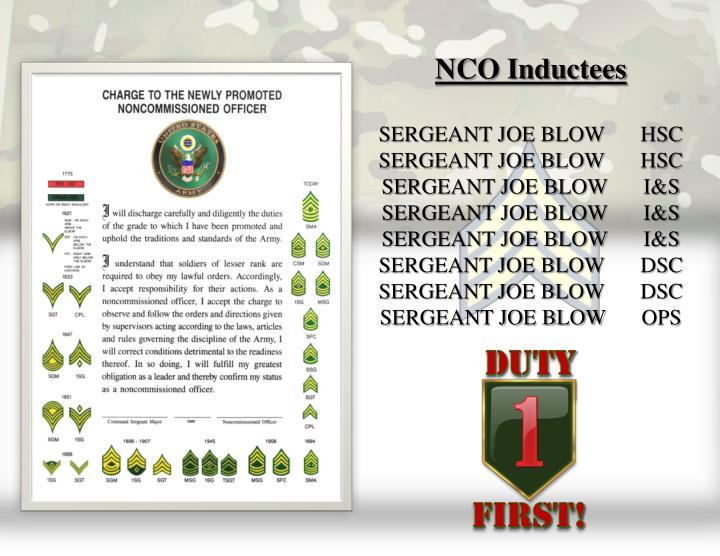 ppt nco induction ceremony powerpoint presentation id 3105816 nco charge