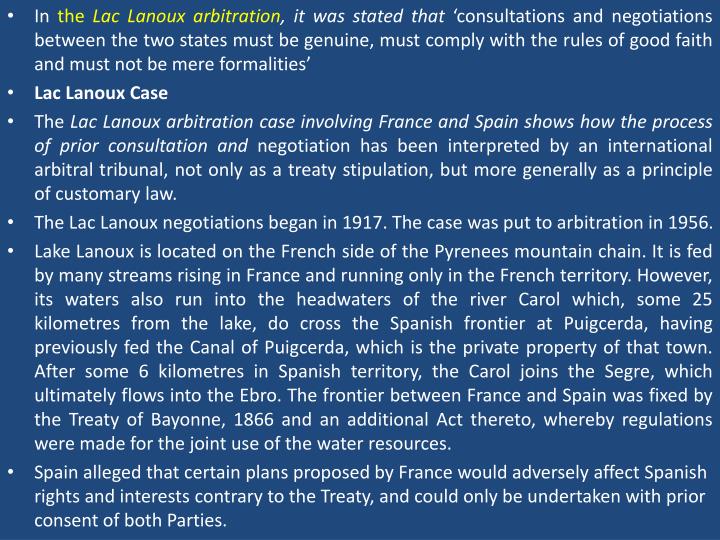 lac lanoux arbitration