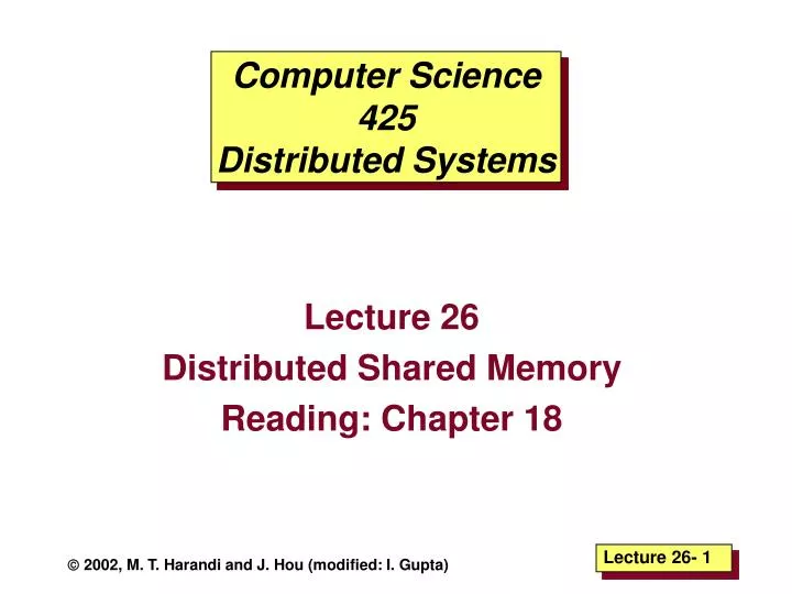 PPT - Computer Science 425 Distributed Systems PowerPoint Presentation ...